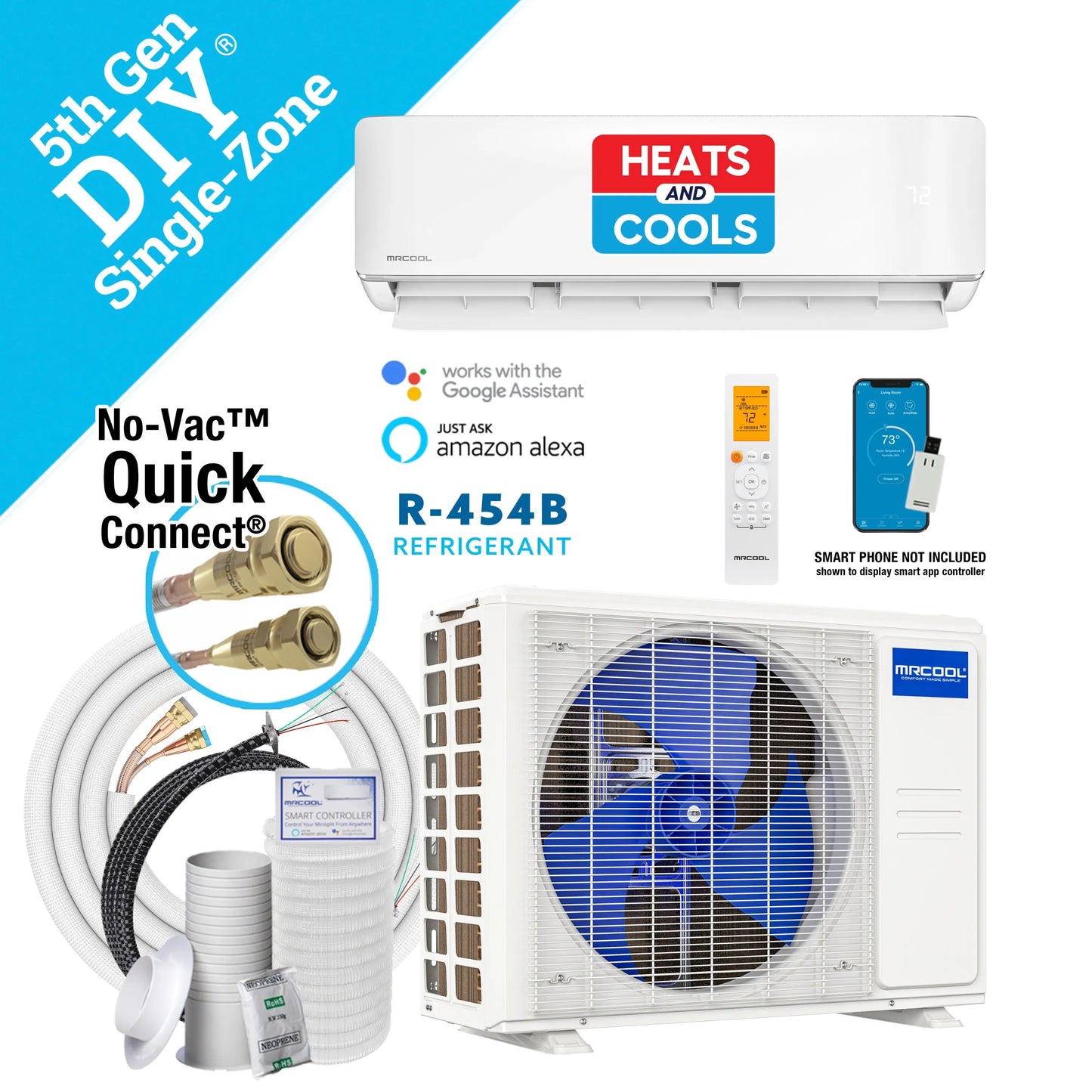 MRCOOL DIY 5th Gen E Star 9,000 BTU Single Zone Mini Split Complete System with 25 Ft. Line Set, 115V  - DIY-09-HP-WM-115D25-O