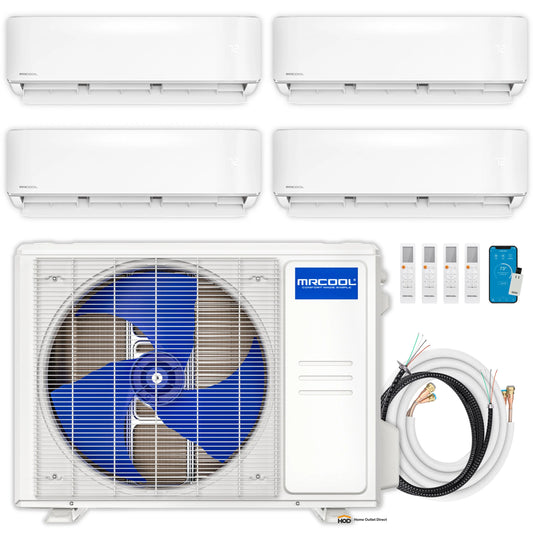 MRCOOL DIY 5th Gen Mini Split - 4-Zone 36,000 BTU Ductless Air Conditioner and Heat Pump Condenser with 18K + 12K + 12K + 6K Wall Mount Air Handlers - DIY5-4Z-36HP-18K12K12K6K