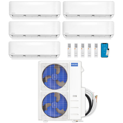 MRCOOL DIY 5th Gen Mini Split - 5-Zone 48,000 BTU Ductless Air Conditioner and Heat Pump Condenser with 24K + 12K + 9K + 9K + 6K Wall Mount Air Handlers - DIY5-5Z-48HP-24K12K9K9K6K