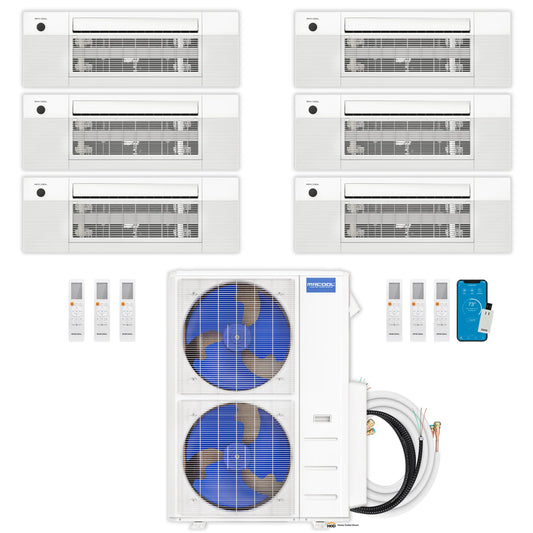 MRCOOL DIY 5th Gen Mini Split - 6-Zone 55,000 BTU Ductless Air Conditioner and Heat Pump Condenser with 12K + 9K + 6K + 6K + 6K + 6K Ceiling Cassette Air Handlers