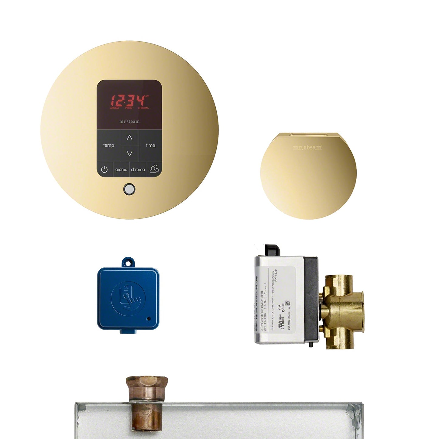 Mr. Steam MSBUTLER1RD-PB - Butler Steam Generator Control Kit / Package - Round - Polished Brass - MSBUTLER1RD-PB