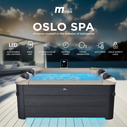 MSpa Square Bubble Spa w/Hard Exterior, Soft Lining Interior, & Hydro Jets, Oslo - 277