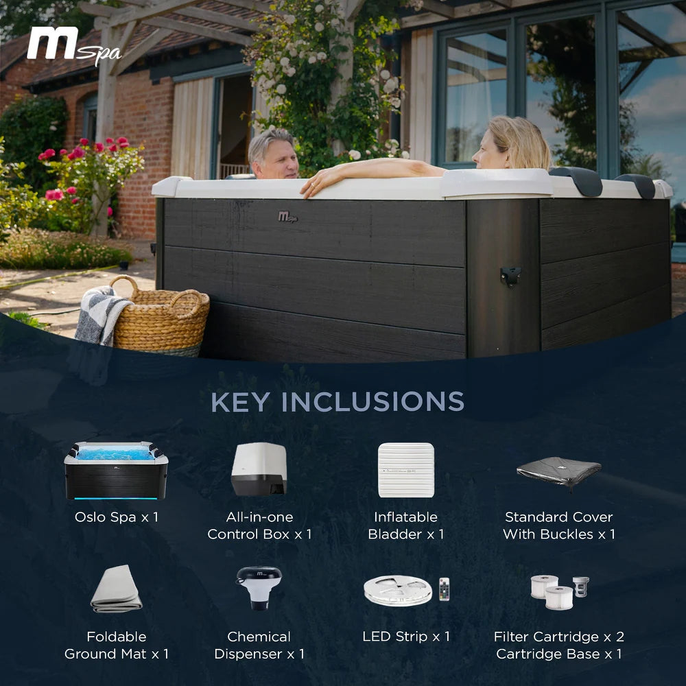 MSpa Square Bubble Spa w/Hard Exterior, Soft Lining Interior, & Hydro Jets, Oslo - 277