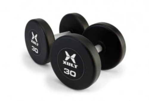 Johnson Health Tech XULT Urethane Hex Dumbbells - XULT Urethane Hex Dumbbell Pair, Black, 45 lb. - XT-045URE-HEX