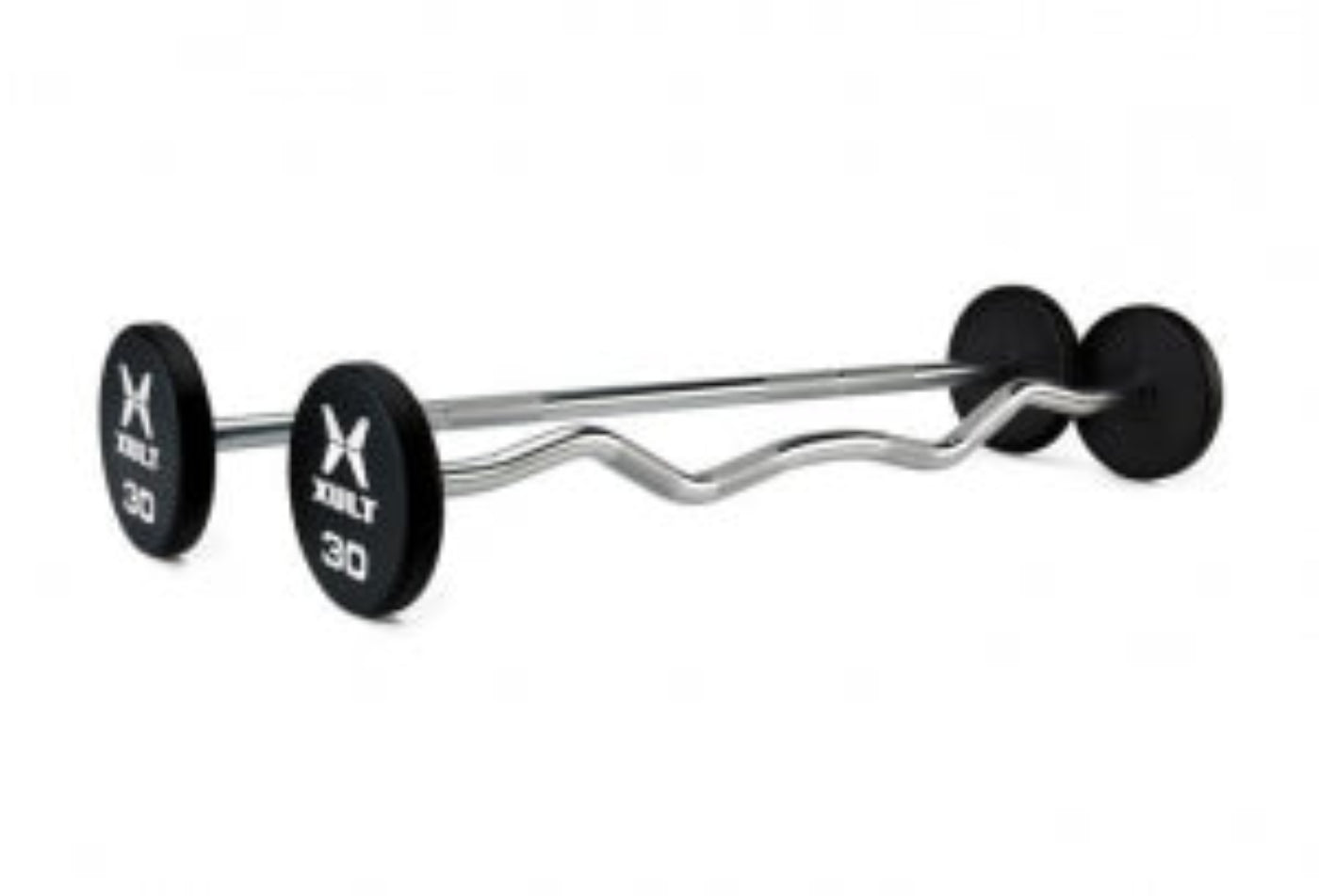 Johnson Health Tech XULT Urethane EZ-Curl Barbells - XULT Urethane EZ-Curl Barbell, Black, 100 lb. - XT-100URE-BBEZ