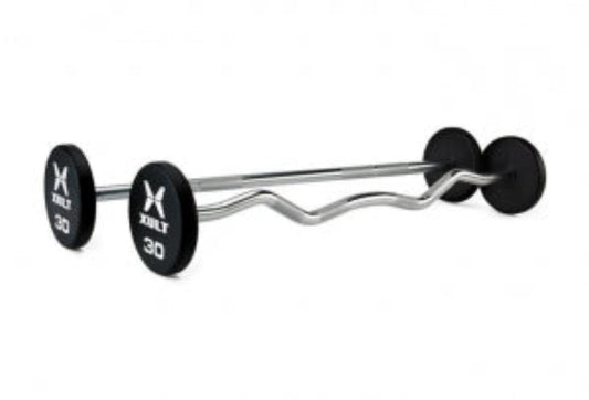 Johnson Health Tech XULT Urethane EZ-Curl Barbells - XULT Urethane EZ-Curl Barbell, Black, 100 lb. - XT-100URE-BBEZ