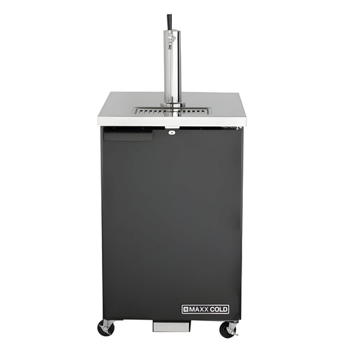 Maxx Cold Single Tower Beer Dispenser, 7.2 cu. ft., 1 Barrel/Keg (204 L), Black/Stainless Steel Top - MXBD24-1B