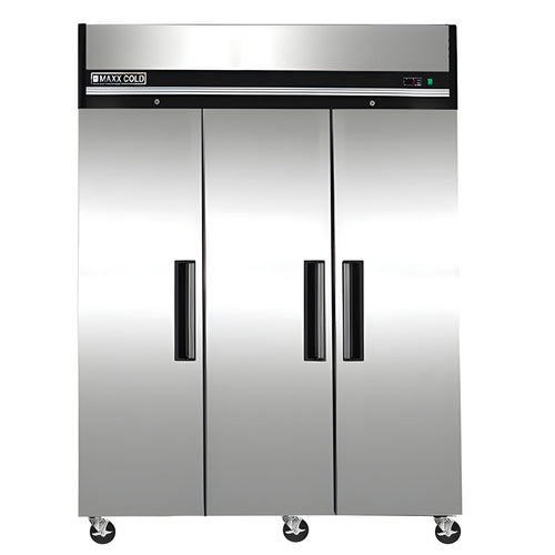 Maxx Cold Triple Door Reach-in Freezer, Top Mount, 72 cu. ft. Storage Capacity, in Stainless Steel - MXCF-72FDHC
