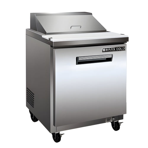 Maxx Cold One-Door Refrigerated Sandwich and Salad Prep Station, 7 cu. ft., in Stainless Steel - MXCR29SHC