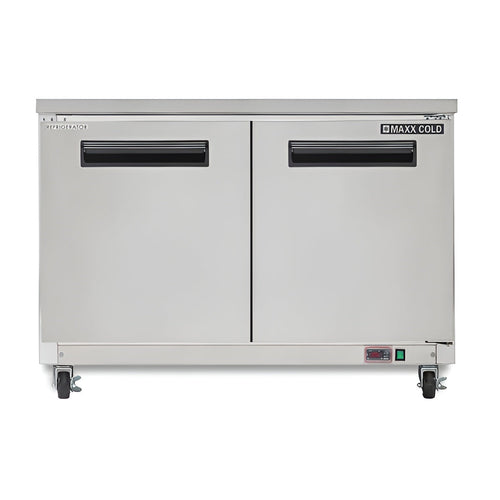 Maxx Cold - Double Door Undercounter Refrigerator, 12 cu. ft. Storage Capacity, in Stainless Steel - MXCR48UHC