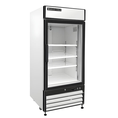 Maxx Cold Single Glass Door Merchandiser Refrigerator, Free Standing, 16 cu. ft., in White - MXM1-16RHC