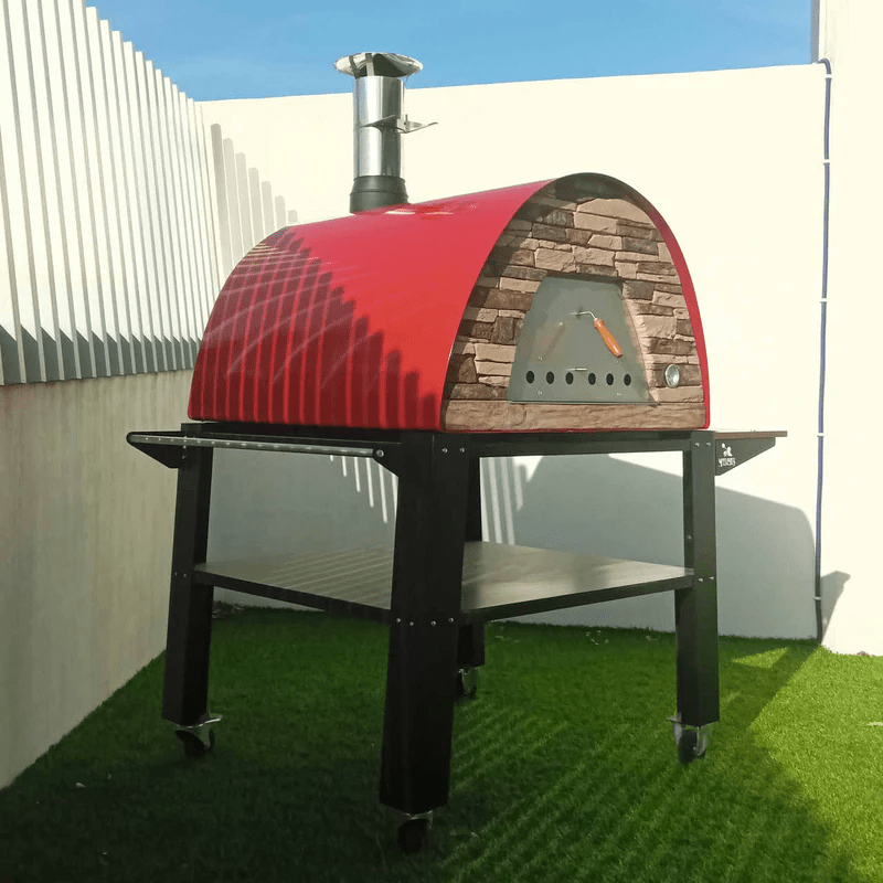 MaximusPrimepizzaovenstand-BellowithRedPizzaOven