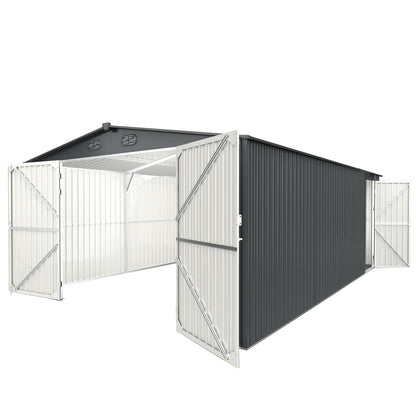 Chery Industrial 10'x20' Metal Garage Shed with Double Front Doors, Side Entry Door - DOUMS1020DG01