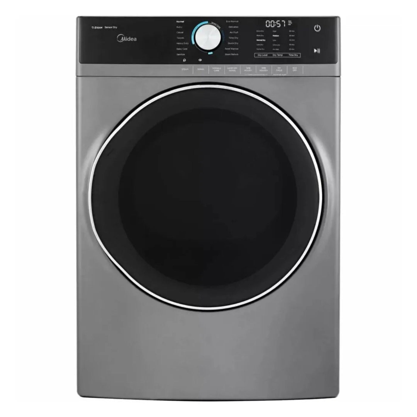 Midea 27 in. 8.0 Cu. Ft. Front Load Gas Dryer in Graphite Silver - MLG52S7AGS
