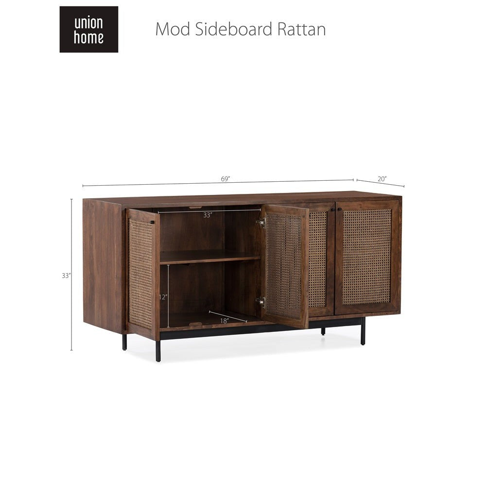 Union Home Mod Sideboard Rattan In Porto Dark Finish -  LVR00251