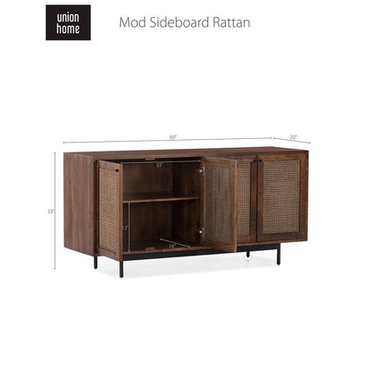 Union Home Mod Sideboard Rattan In Porto Dark Finish -  LVR00251