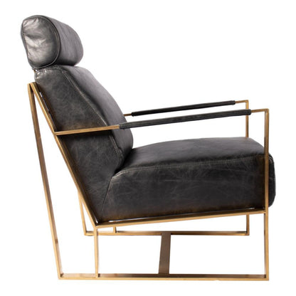 Moe's Home Collection Paradiso Chair Onyx Black Leather - PK-1083-02