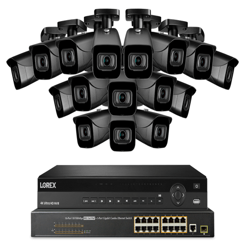 Lorex NC4K8-3216BB 32-Channel NVR System with Sixteen 4K (8MP) IP Cameras Security Surveillance System New - NC4K8-3216BB
