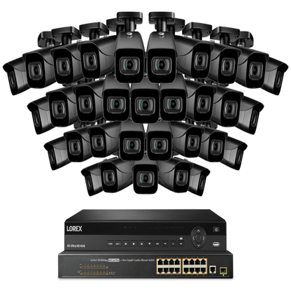 Lorex NC4K8-3232BB 32-Channel NVR System with Thirty-Two 4K (8MP) IP Cameras Security Surveillance System New - NC4K8-3232BB