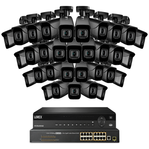 Lorex NC4K8-3232BB 32-Channel NVR System with Thirty-Two 4K (8MP) IP Cameras Security Surveillance System New - NC4K8-3232BB