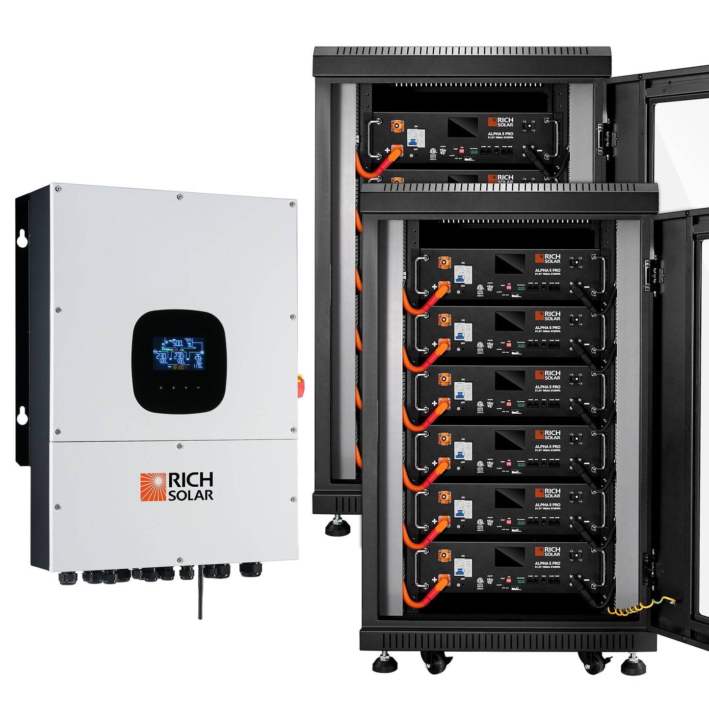 Rich Solar 12K PV Hybrid Inverter Solar Kit | 61.44kWH Server Lithium Battery [KIT-SR0002] - SRx12-H12Kx1-NO