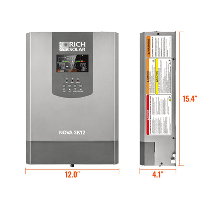 Rich Solar 3K12 | 3000W 12V Pure Sine Wave Inverter with Built-in Transfer Switch | UL458 Certified for RVs, Campers, Trailers, Vans - RS-V3P12TS