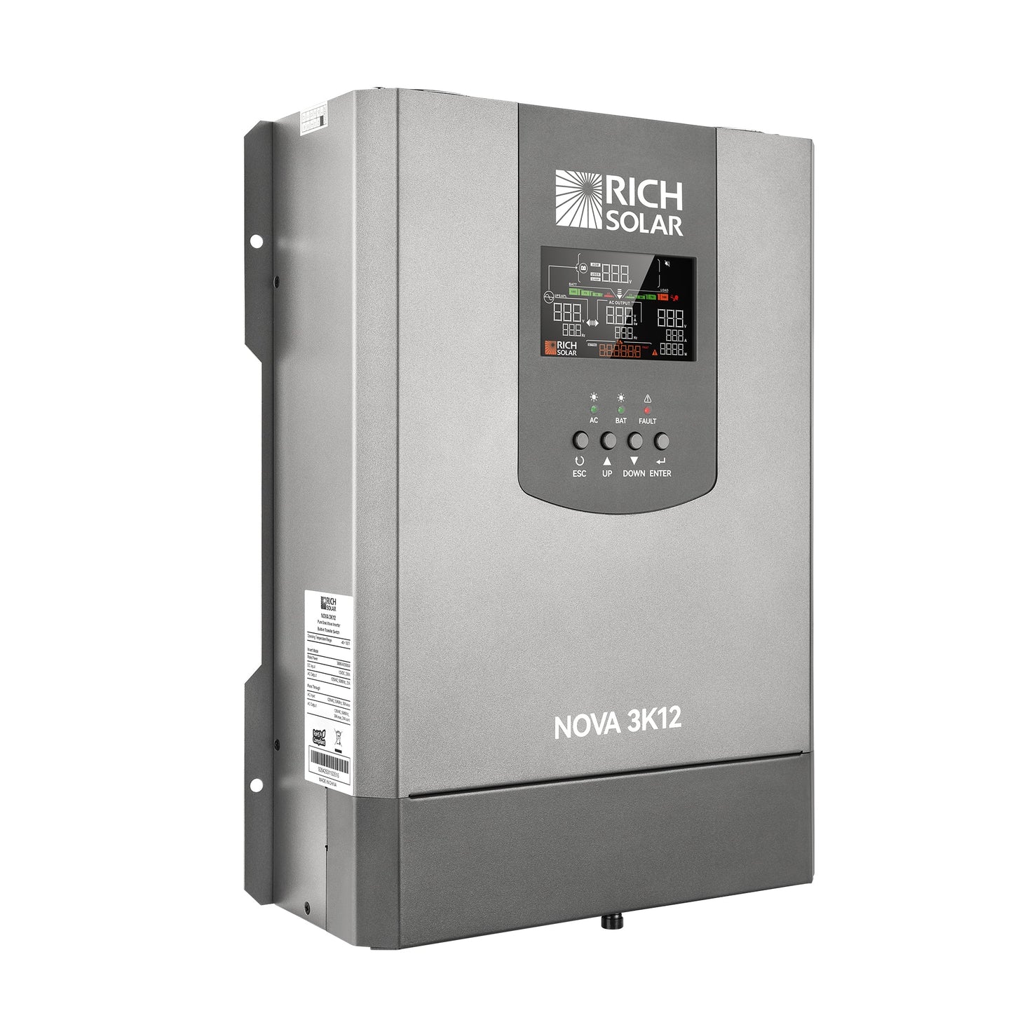 Rich Solar 3K12 | 3000W 12V Pure Sine Wave Inverter with Built-in Transfer Switch | UL458 Certified for RVs, Campers, Trailers, Vans - RS-V3P12TS