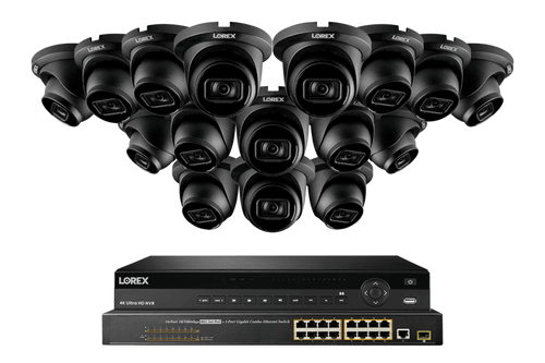 Lorex 4K (32 Camera Capable) 6TB Wired NVR System with Nocturnal 3 Smart IP Turret Cameras Featuring Listen-In Audio and 30FPS Recording - NP4K6F-3216BD