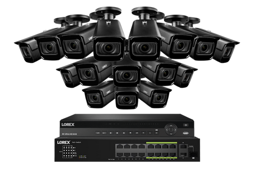 Lorex 4K (32 Camera Capable) 6TB Wired NVR System with Nocturnal 3 Smart IP Bullet Cameras Featuring Motorized Varifocal Lens and 30FPS Recording - NP4K6MV-3216BB