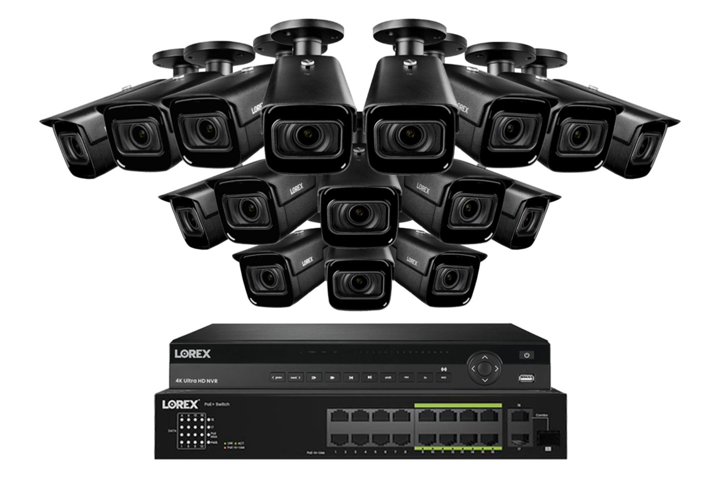 Lorex 4K (32 Camera Capable) 6TB Wired NVR System with Nocturnal 3 Smart IP Bullet Cameras Featuring Motorized Varifocal Lens and 30FPS Recording - NP4K6MV-3216BB