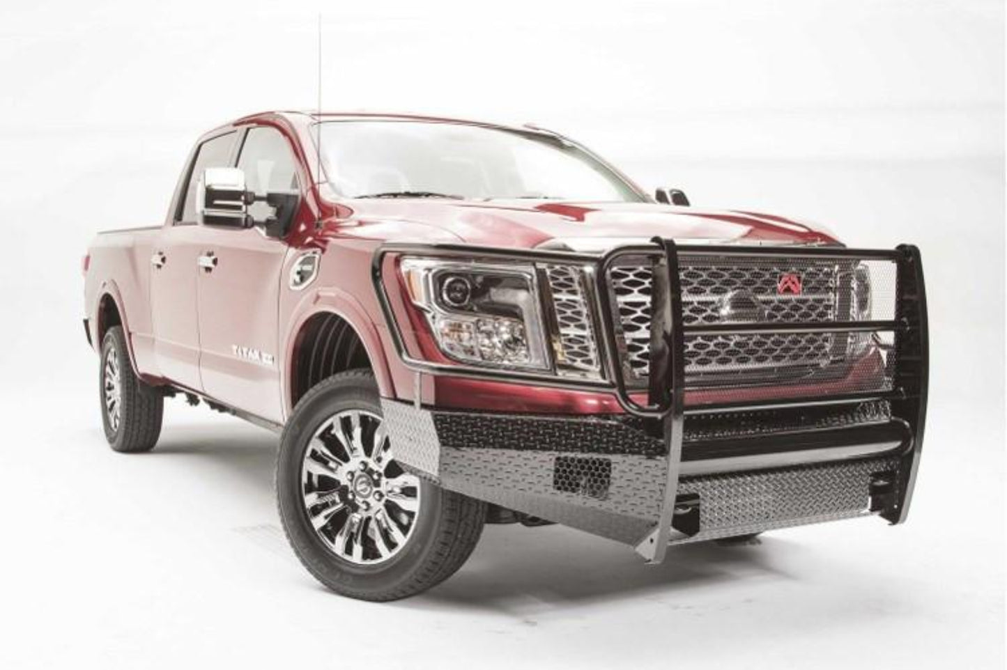Fab Fours NT16-K3760-1 Nissan Titan XD 2016-2020 Black Steel Front Bumper Full Guard with Tow Hooks