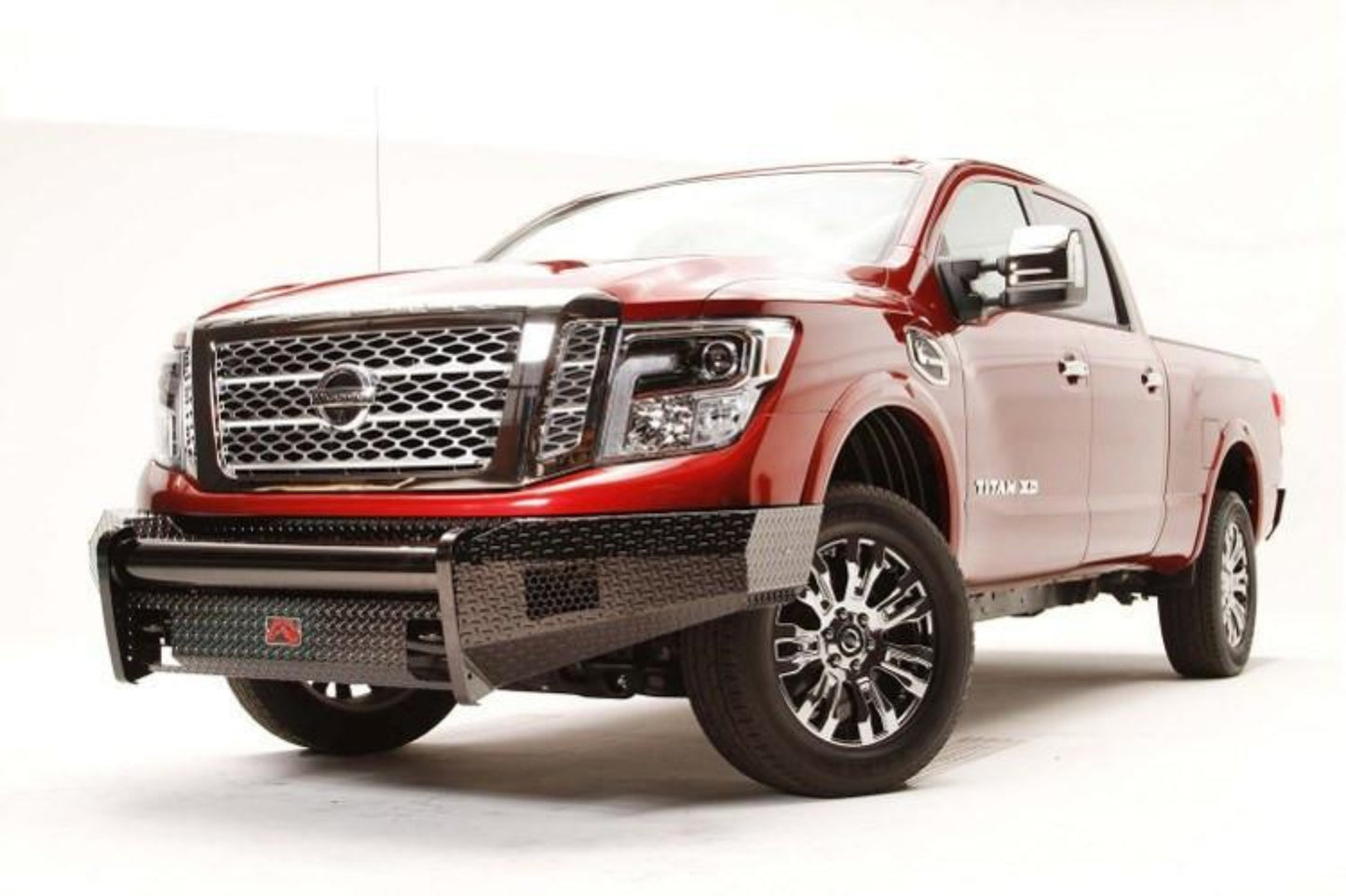 Fab Fours NT16-K3761-1 Nissan Titan XD 2016-2020 Black Steel Front Bumper No Guard with Tow Hooks