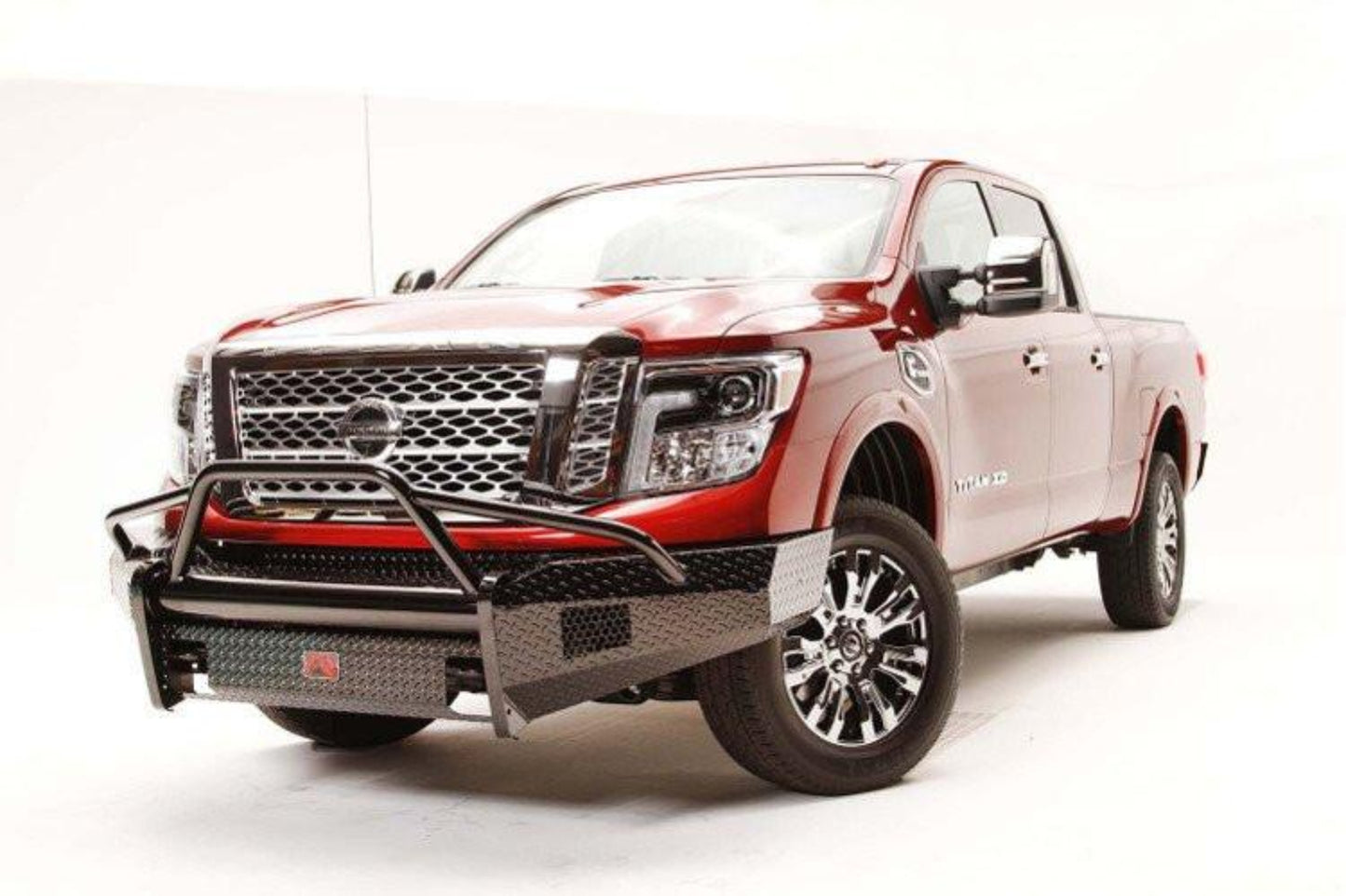 Fab Fours NT16-K3762-1 Nissan Titan XD 2016-2020 Black Steel Front Bumper Pre-Runner Guard with Tow Hooks