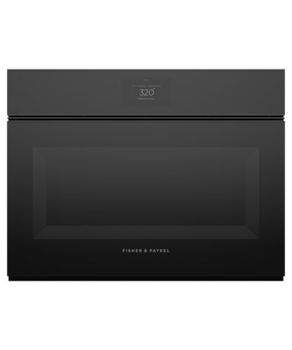 Fisher Paykel 24" Series 9 Minimal Handleless Compact Convection-Speed Oven Black Glass - OM24NMTNB1