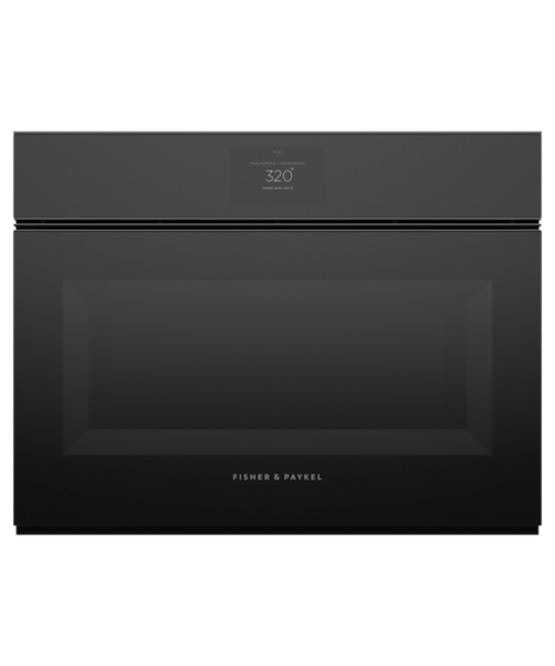 Fisher Paykel 24" Series 9 Minimal Handleless Compact Convection-Speed Oven Black Glass - OM24NMTNB1