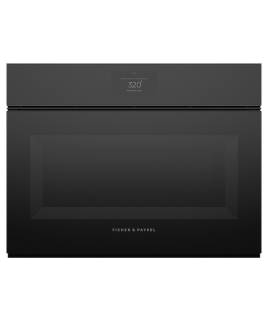 Fisher Paykel 24" Series 9 Minimal Handleless Compact Convection-Speed Oven Black Glass - OM24NMTNB1