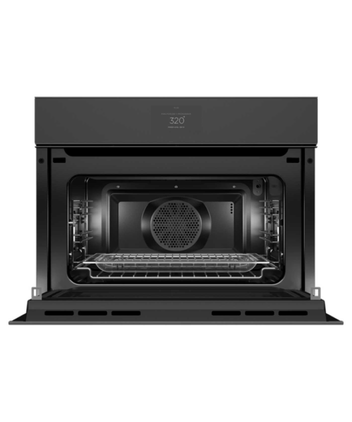 Fisher Paykel 24" Series 9 Minimal Handleless Compact Convection-Speed Oven Black Glass - OM24NMTNB1
