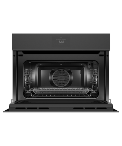 Fisher Paykel 24" Series 9 Minimal Handleless Compact Convection-Speed Oven Black Glass - OM24NMTNB1