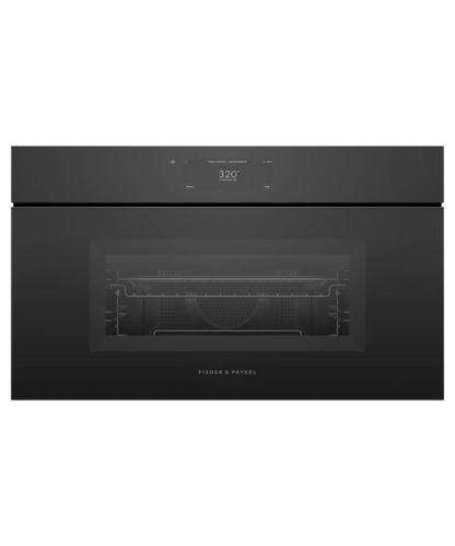 Fisher Paykel 30" Series 9 Minimal Handleless Compact Convection-Speed Oven Black Glass - OM30NMUNB3