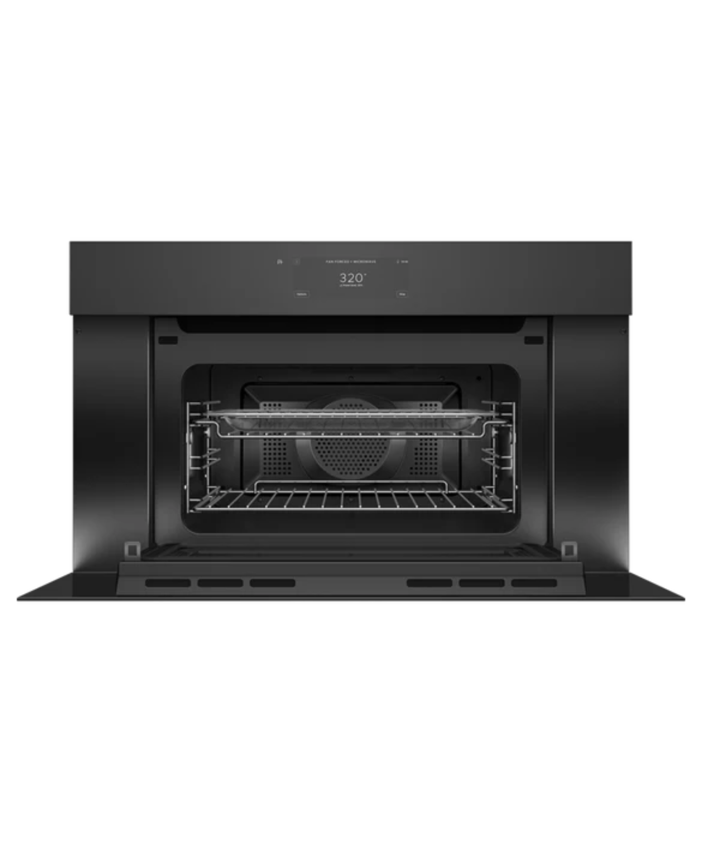 Fisher Paykel 30" Series 9 Minimal Handleless Compact Convection-Speed Oven Black Glass - OM30NMUNB3