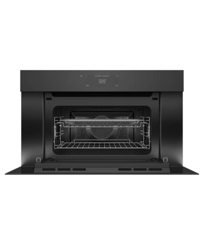 Fisher Paykel 30" Series 9 Minimal Handleless Compact Convection-Speed Oven Black Glass - OM30NMUNB3