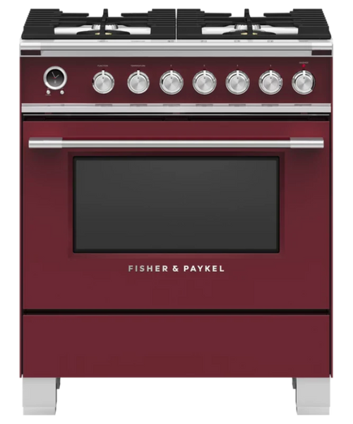 Fisher Paykel 30" Series 9 Classic 4 Burner Dual Fuel Self-Cleaning Range Red - OR30SCG6R1