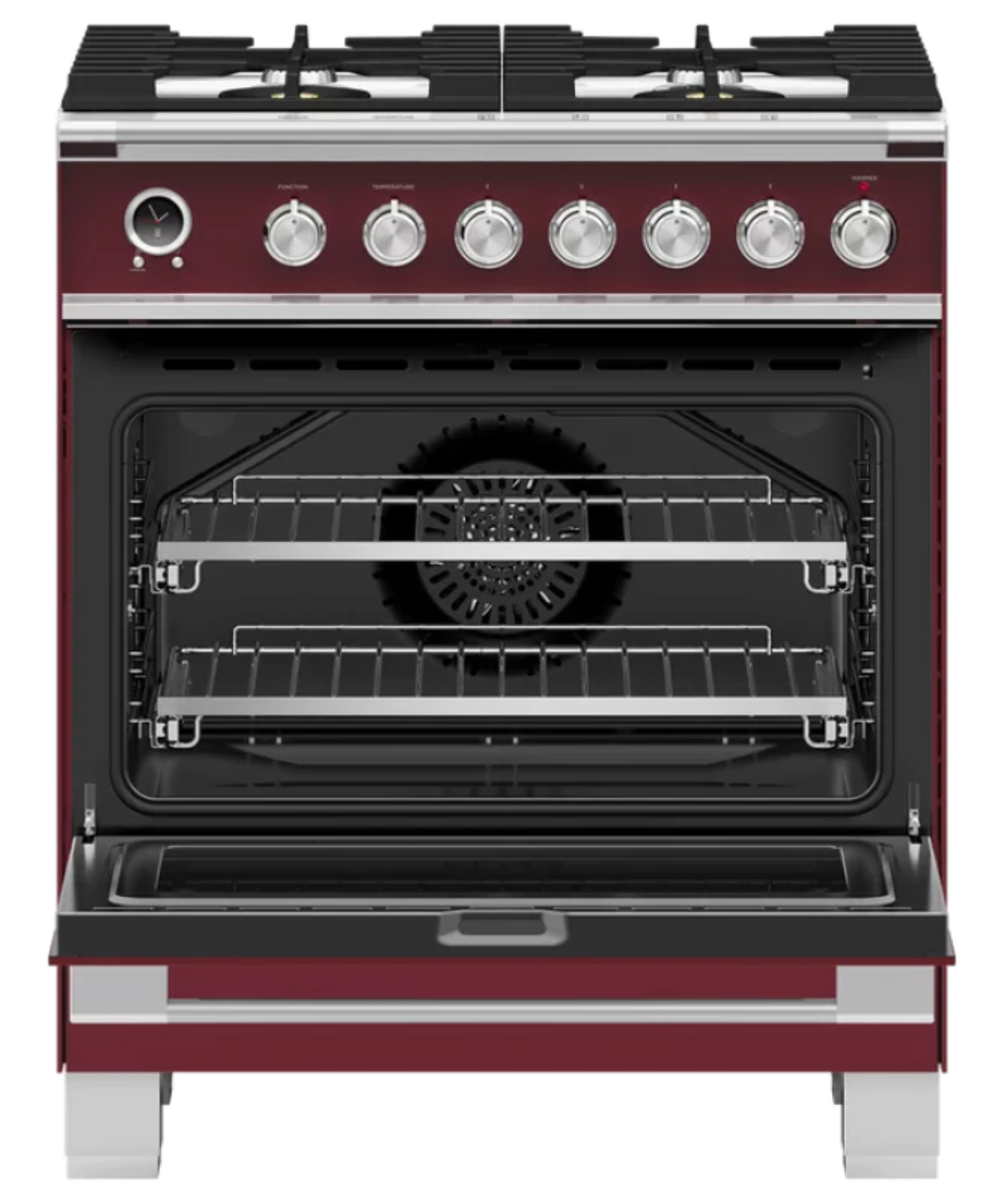 Fisher Paykel 30" Series 9 Classic 4 Burner Dual Fuel Self-Cleaning Range Red - OR30SCG6R1