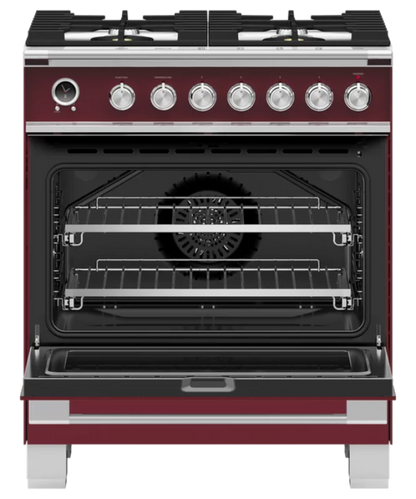 Fisher Paykel 30" Series 9 Classic 4 Burner Dual Fuel Self-Cleaning Range Red - OR30SCG6R1