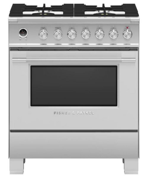 Fisher Paykel 30" Series 9 Classic 4 Burner Dual Fuel Self-Cleaning Range Stainless Steel - OR30SCG6X1