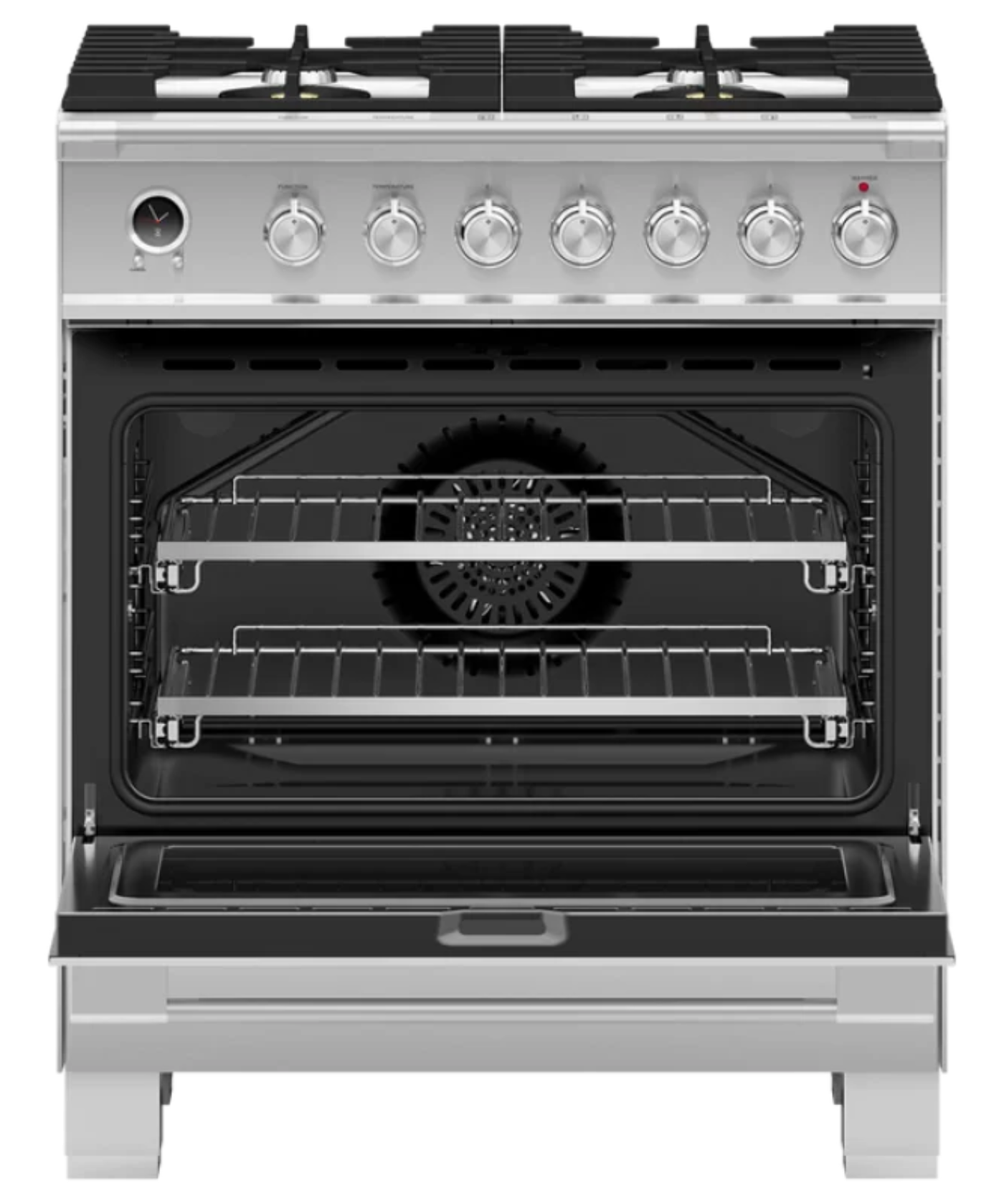 Fisher Paykel 30" Series 9 Classic 4 Burner Dual Fuel Self-Cleaning Range Stainless Steel - OR30SCG6X1