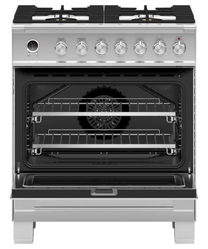 Fisher Paykel 30" Series 9 Classic 4 Burner Dual Fuel Self-Cleaning Range Stainless Steel - OR30SCG6X1