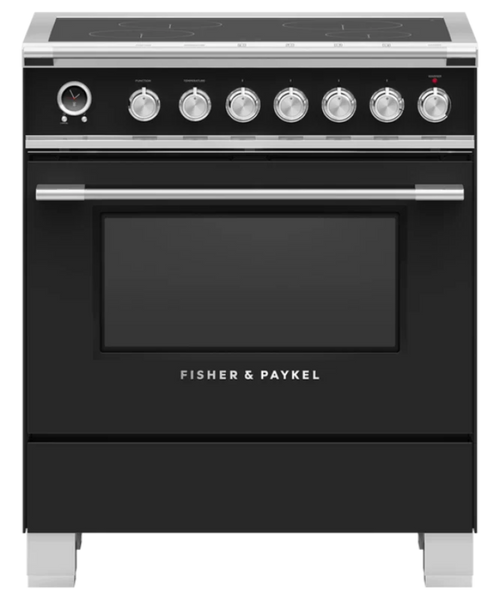 Fisher Paykel 30" Series 9 Classic 4 Zone Induction Self-Cleaning Range Black - OR30SCI6B1