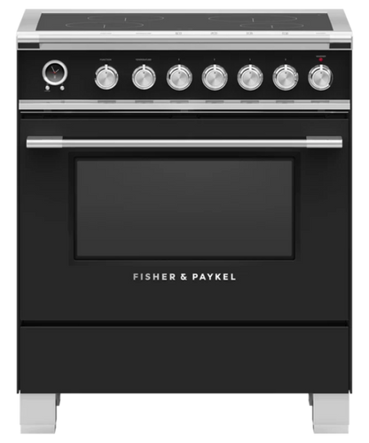 Fisher Paykel 30" Series 9 Classic 4 Zone Induction Self-Cleaning Range Black - OR30SCI6B1