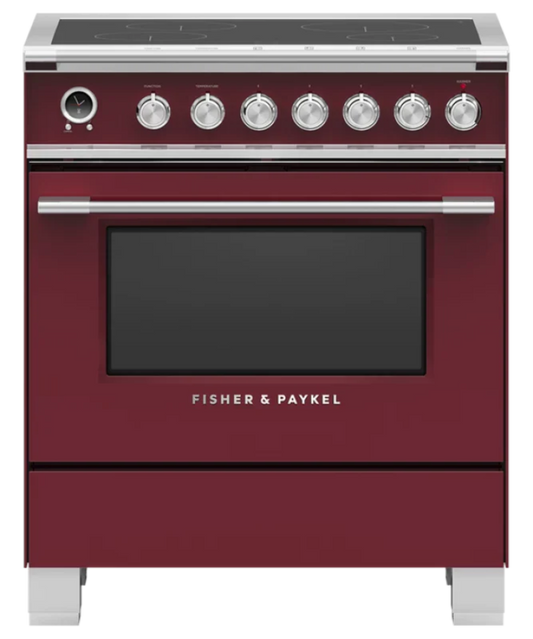 Fisher Paykel 30" Series 9 Classic 4 Zone Induction Self-Cleaning Range Red - OR30SCI6R1